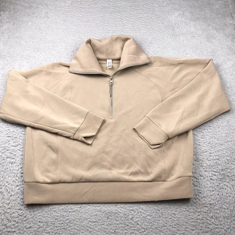 Spanx AirEssentials Half-Zip Sweatshirt Womens XL Beige Mock Neck Sweater